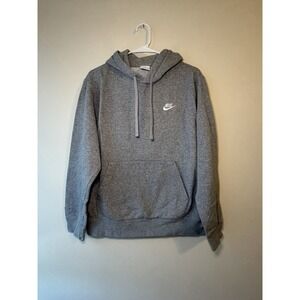 Nike Mens Sportswear Club Fleece Hoodie Heather Grey Embroidered Logo Small